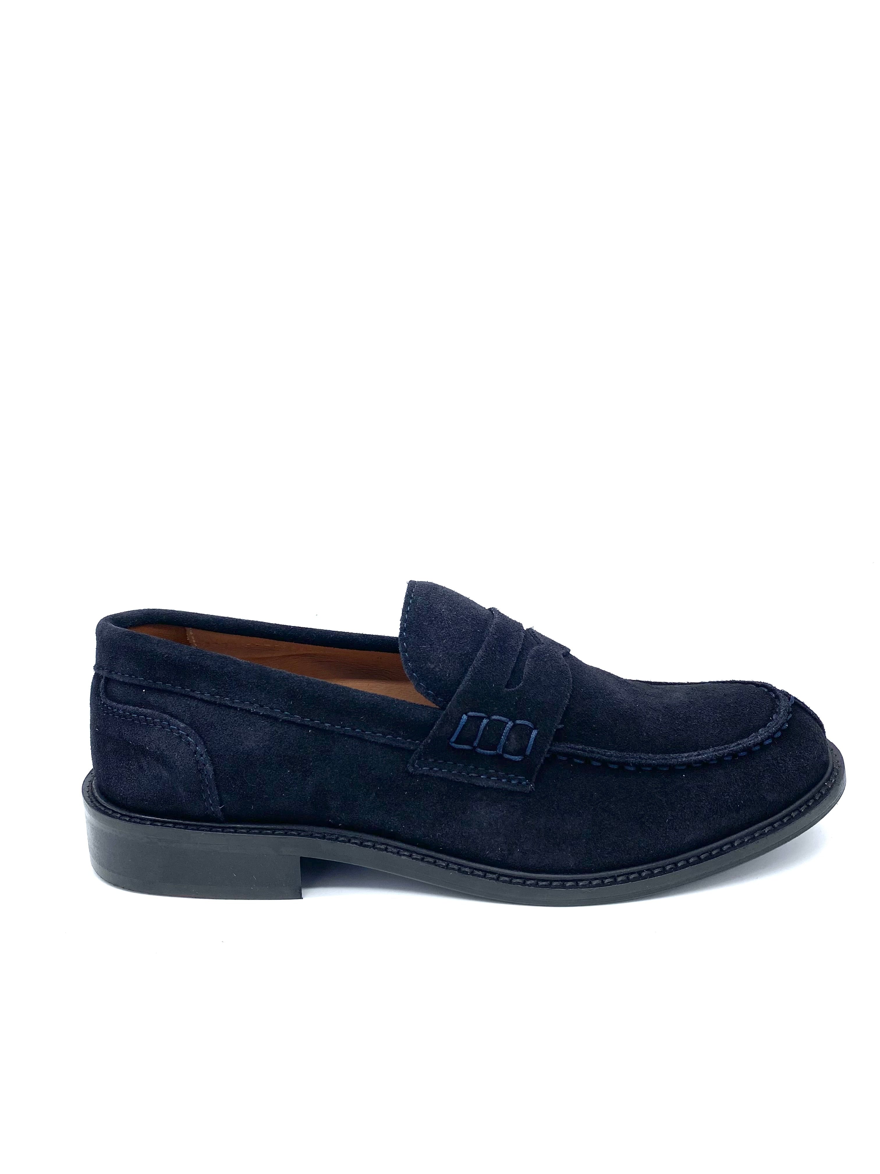 BRAWN’S mocassino blu scamosciato