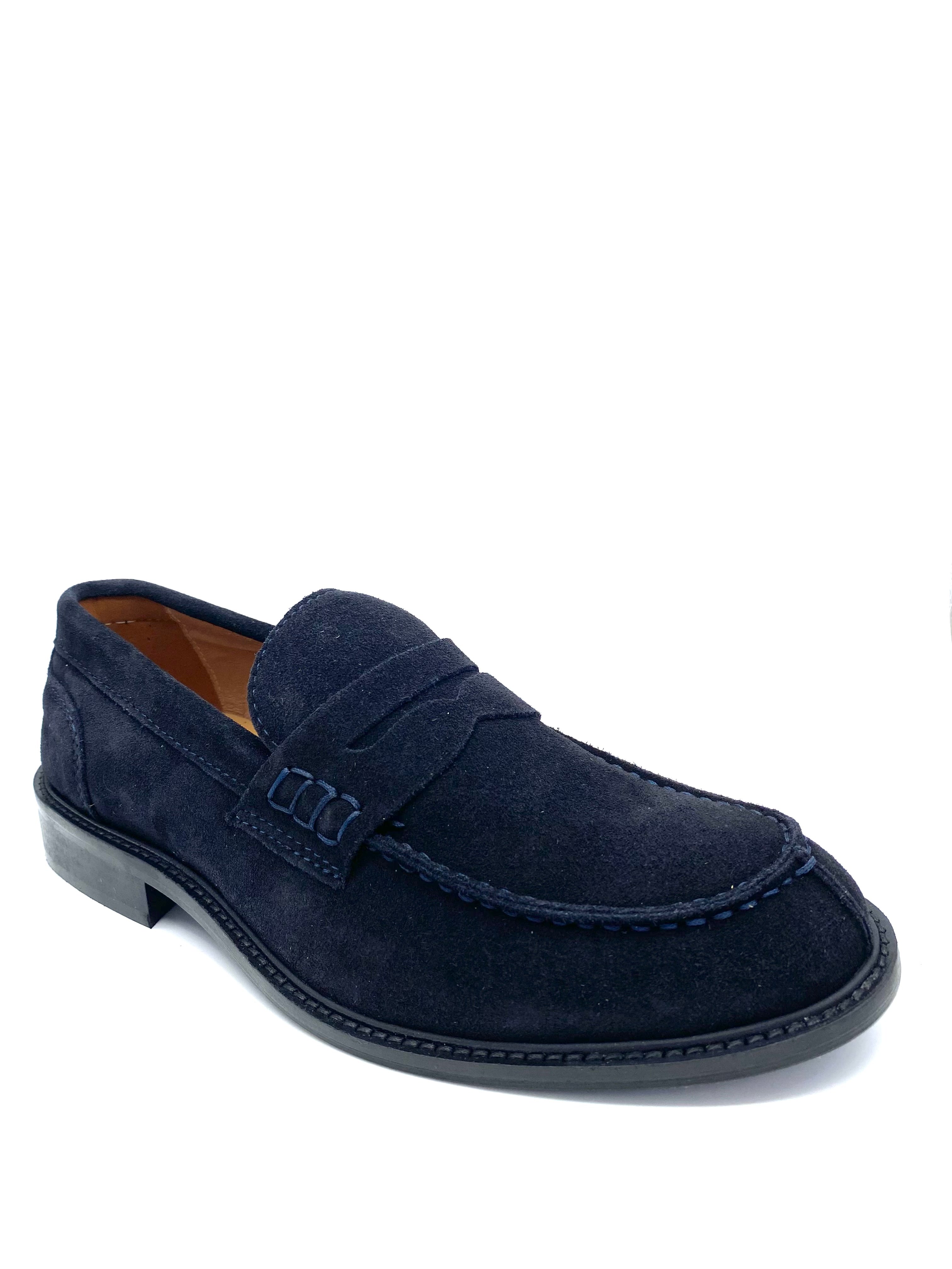BRAWN’S mocassino blu scamosciato
